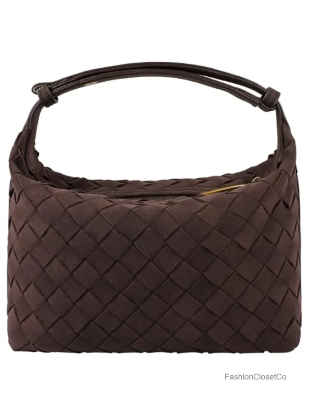 Faux Suede Woven Hobo Handbag with Adjustable Strap Mini Shoulder Bag